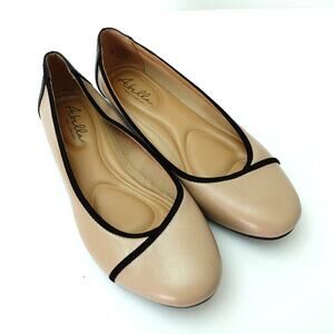 Abella Comfort Nude Black Tan Leather Classic Round Toe Ballet Flats Size 10